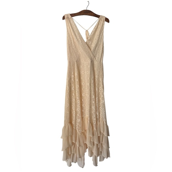 NWT SUNDANCE Champs De Fleur Dress Ivory Cream Lace Ruffle Midi Size Large - Picture 6 of 14